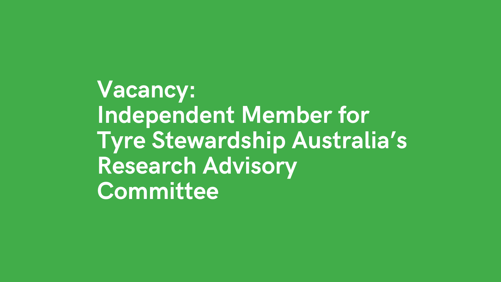 Research Advisory Committee Independent Member Opportunity